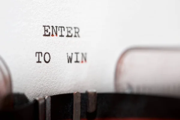 Enter Win Phrase Written Typewriter — Stock Photo, Image