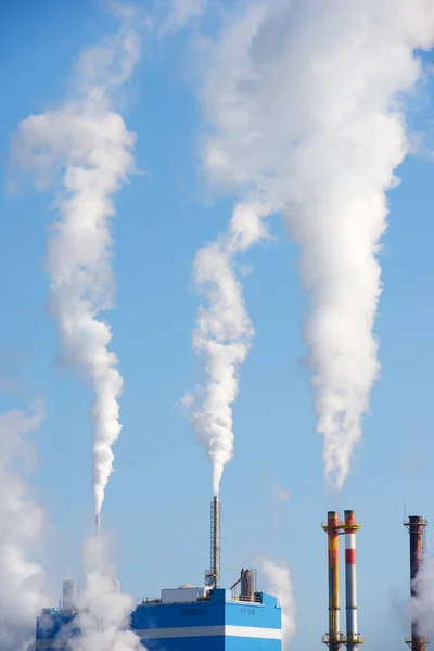 Smokestacks Uma Fábrica Papel Província Zaragoza Espanha — Fotografia de Stock