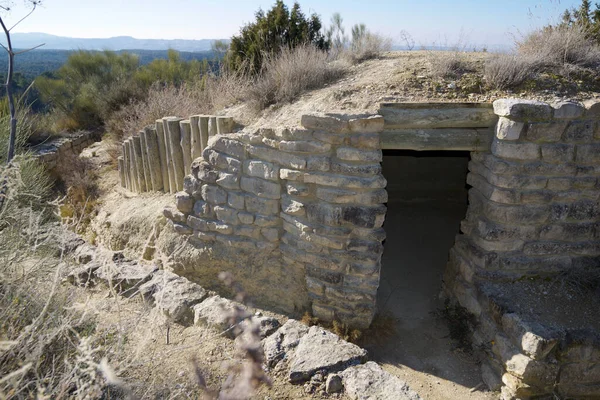 Reconstruction Defensive Position Named George Orwell Trench Used Spanish Civil — Stock Photo, Image