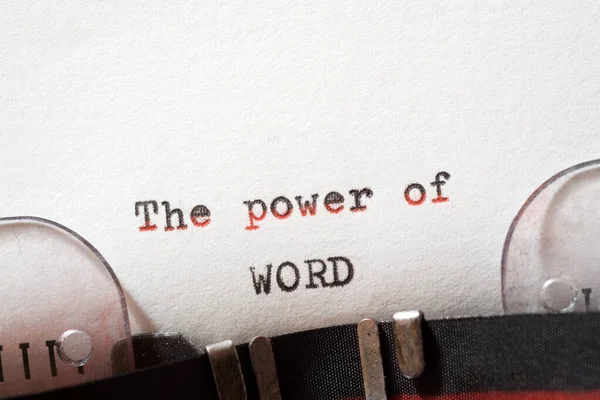 The power of word phrase written with a typewriter.