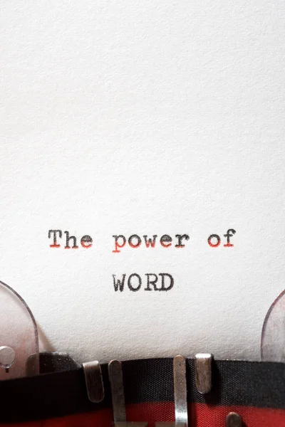 Δύναμη Της Λέξης Φράση Που Γράφεται Μια Γραφομηχανή — Φωτογραφία Αρχείου