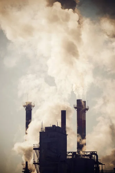 Smokestacks Paper Mill Zaragoza Province Spain — Stock Photo, Image