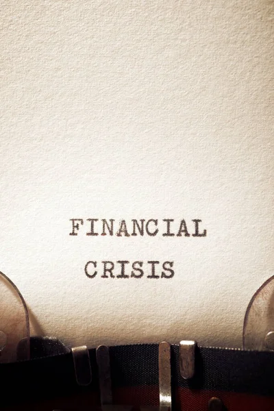 Textul Crizei Financiare Scris Mașină Scris — Fotografie, imagine de stoc