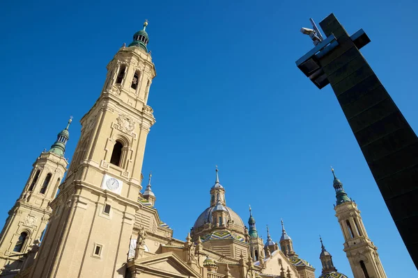 Zaragoza Şehrinde Pilar Katedrali Spanya Aragon Manzarası — Stok fotoğraf