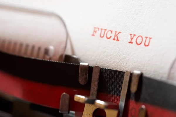 Fuck You Text Written Typewriter — Foto Stock