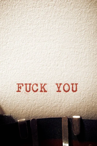 Fuck You Text Written Typewriter — Stok fotoğraf