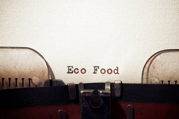 Eco Texto Alimentar Escrito Com Uma Máquina Escrever — Fotografia de Stock