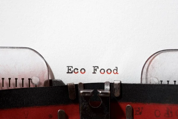 Eco Food Text Skriven Med Skrivmaskin — Stockfoto