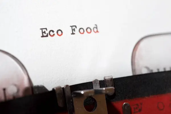 Eco Texto Alimentar Escrito Com Uma Máquina Escrever — Fotografia de Stock