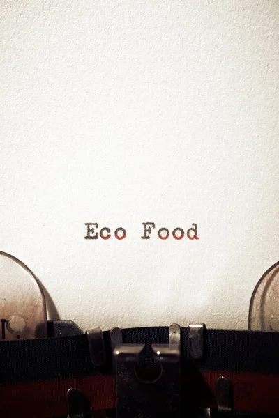 Eco Jídlo Text Psaný Psacím Strojem — Stock fotografie