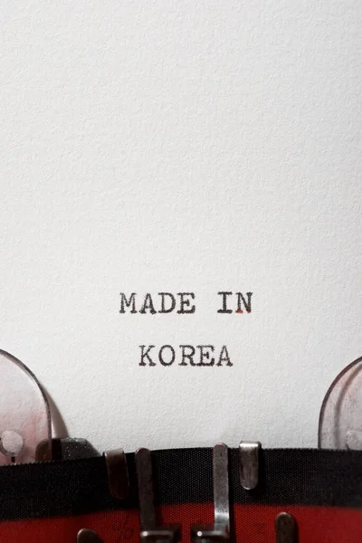Φτιαγμένη Στην Κορέα Φράση Γραμμένη Γραφομηχανή — Φωτογραφία Αρχείου