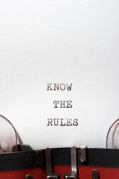 Know Rules Phrase Written Typewriter — Stock Photo, Image