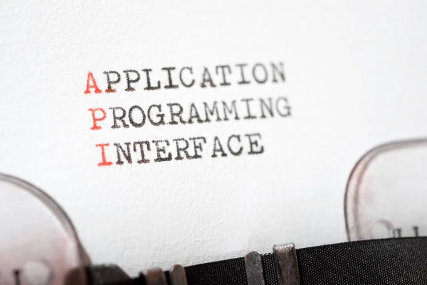 Application programming interface phrase written with a typewriter.