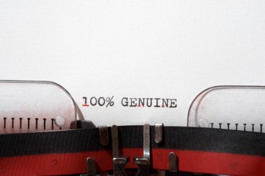 Daktiloyla yazılmış% 100 gerçek ifade..