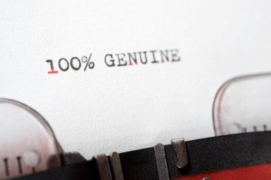 Daktiloyla yazılmış% 100 gerçek ifade..