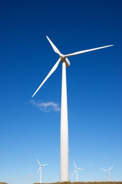 Elektrik üretimi için rüzgar türbinleri, Zaragoza ili, İspanya Aragon.