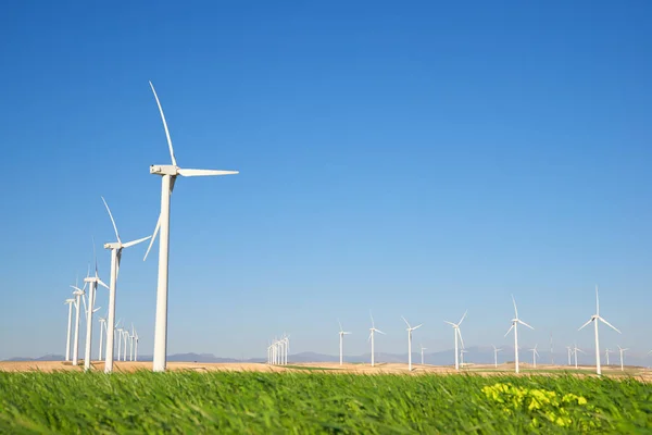 Turbinas Eólicas Para Produção Energia Elétrica Província Zaragoza Aragão Espanha — Fotografia de Stock