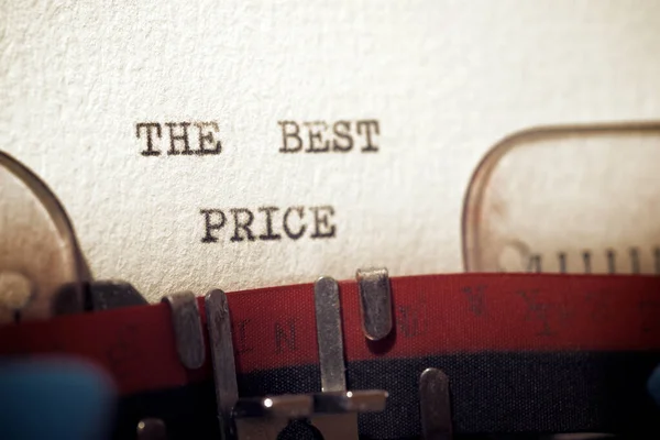 The best price phrase written with a typewriter.