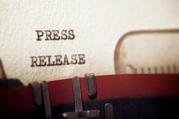 Press Release Text Written Typewriter — Stock Photo, Image