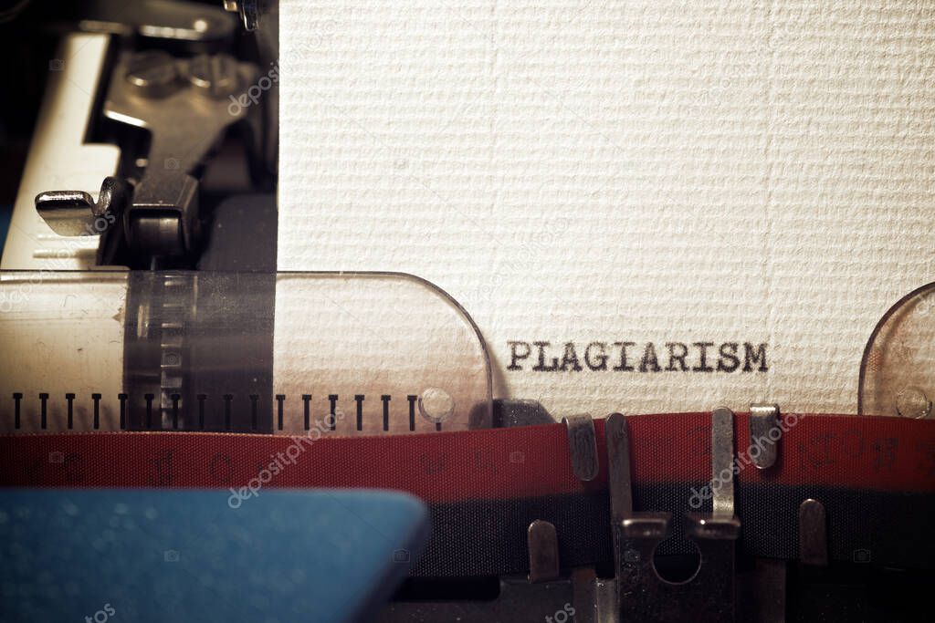The word plagiarism written with a typewriter.