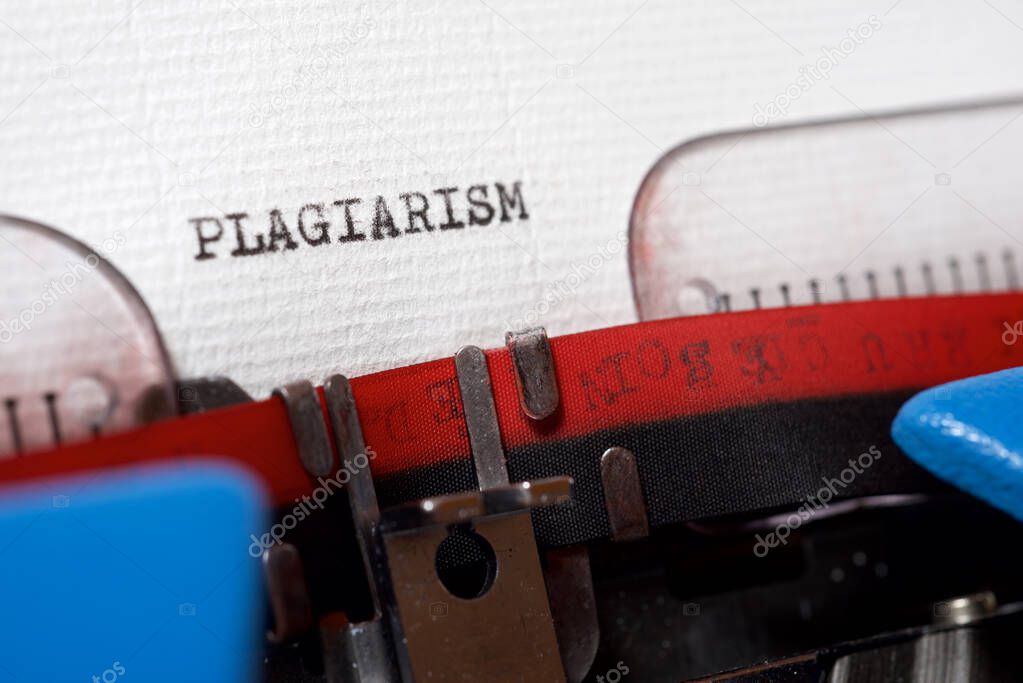 The word plagiarism written with a typewriter.