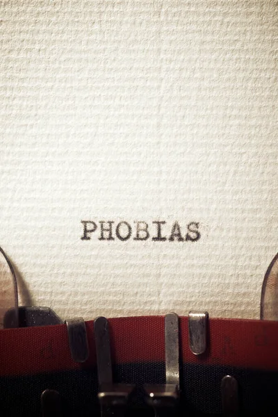 Słowo Fobie Napisane Maszyną Pisania — Zdjęcie stockowe