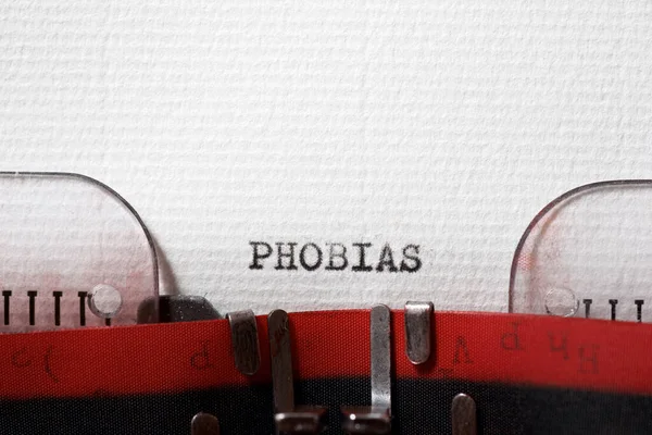 Słowo Fobie Napisane Maszyną Pisania — Zdjęcie stockowe