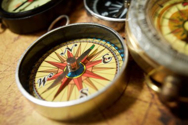 Vintage pusula ve eski navigasyon haritası.