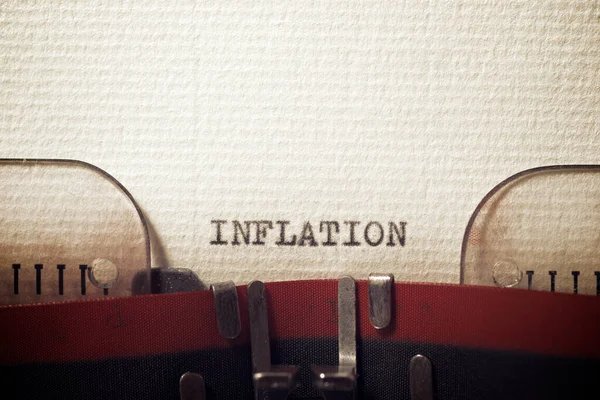 Ordet Inflation Skrivet Med Skrivmaskin — Stockfoto