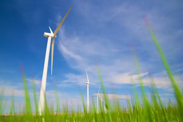 Větrné Turbíny Pro Výrobu Elektrické Energie Provincie Zaragoza Aragon Španělsku — Stock fotografie