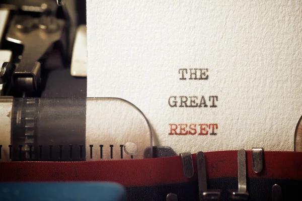 Grande Frase Reset Escrito Com Uma Máquina Escrever — Fotografia de Stock