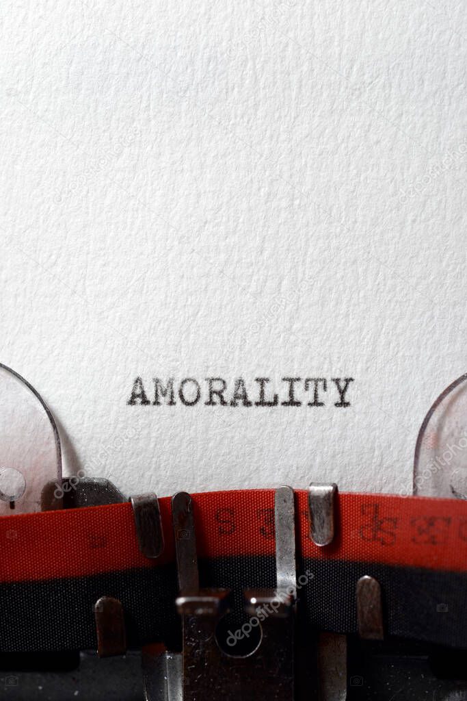 The word amorality written with a typewriter.