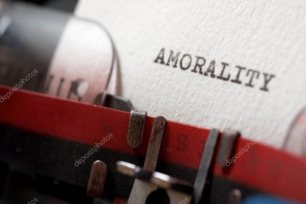The word amorality written with a typewriter.