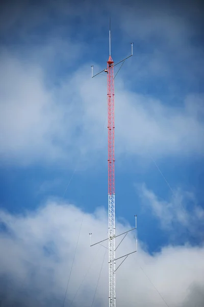 Meteorological Tower Cloudy Sky — Stok fotoğraf