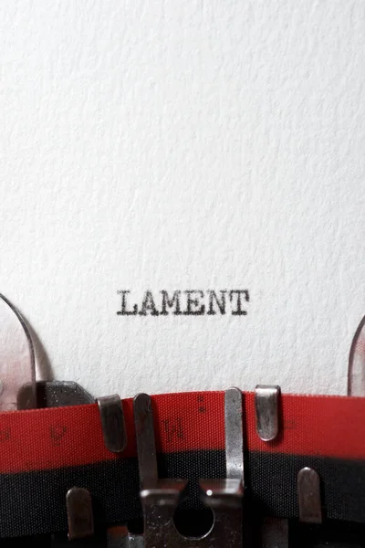 Word Lament Written Typewriter — Fotografia de Stock