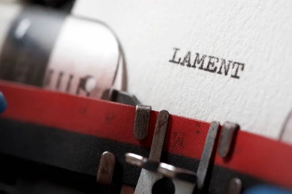 Word Lament Written Typewriter — Stok fotoğraf