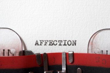 The word affection written with a typewriter.