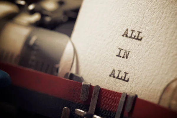 All All Phrase Written Typewriter — Stok fotoğraf