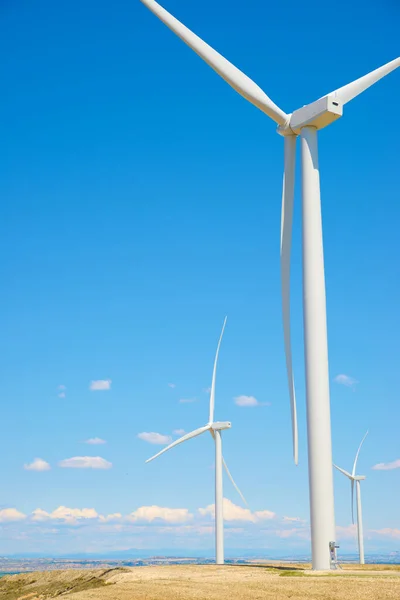 Větrné Turbíny Pro Výrobu Elektrické Energie Provincie Zaragoza Aragon Španělsku — Stock fotografie