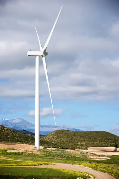 Turbina Eólica Para Produção Energia Elétrica Província Zaragoza Aragão Espanha — Fotografia de Stock