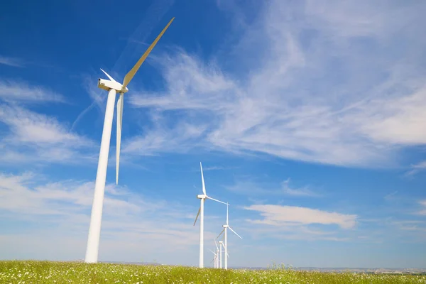 Větrné Turbíny Pro Výrobu Elektrické Energie Provincie Zaragoza Aragon Španělsku — Stock fotografie