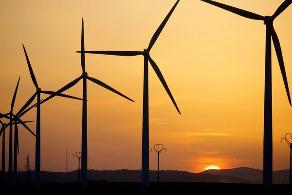 Moinhos Vento Para Produção Energia Eléctrica Província Zaragoza Aragão Espanha — Fotografia de Stock