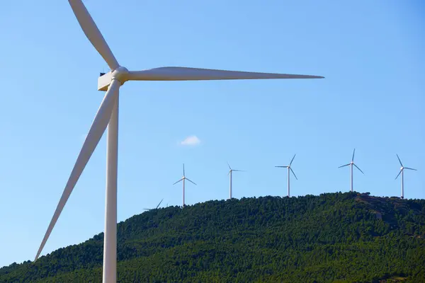 Elektrik Üretimi Için Rüzgar Türbinleri Zaragoza Ili Spanya Aragon — Stok fotoğraf