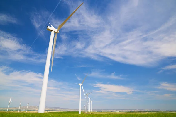 Turbinas Eólicas Para Produção Energia Elétrica Província Zaragoza Aragão Espanha — Fotografia de Stock