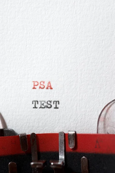 Psa test phrase written with a typewriter.