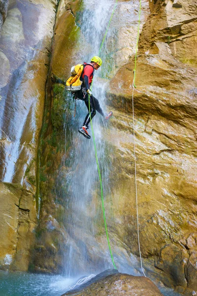 Canyoneering Aguare Canyon Pyrenees Canfranc Village Huesca Province Spain — Fotografia de Stock