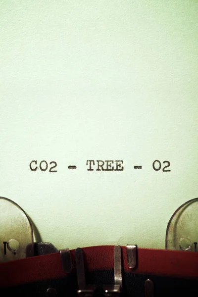 Drzewo Co2 Tekst Napisany Maszyną Pisania — Zdjęcie stockowe