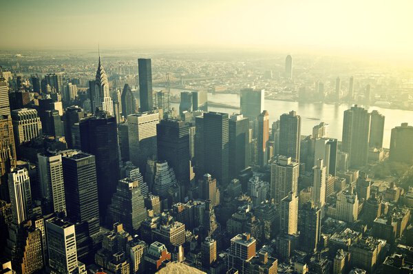 Aerial view in Manhattan, New York, United States.