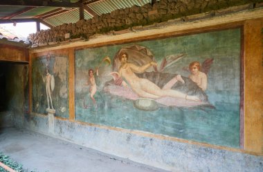 Wall painting in Venere house of the Roman city of Pompeii in Italy