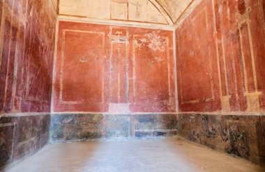Wall painting in Villa Diomede house in the Roman city of Pompeii in Italy